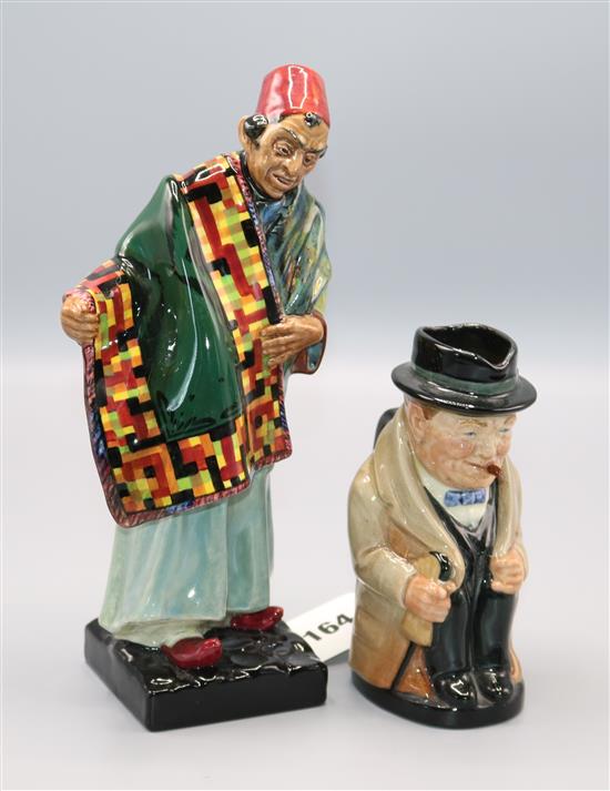 Doulton figure & Churchill jug